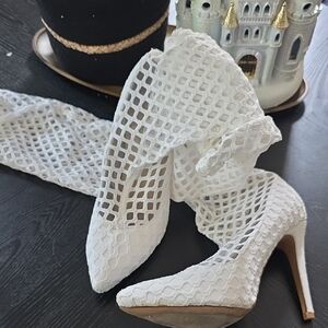 Chic White Mesh Stiletto Heels